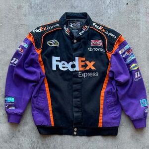 Vintage FedEx Rare Drivers Line NASCAR Racing Jacket (L)